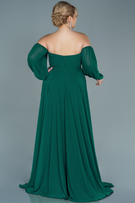 Robe de Soirée Grande Taille Longue Mousseline Émeraude ABU2597