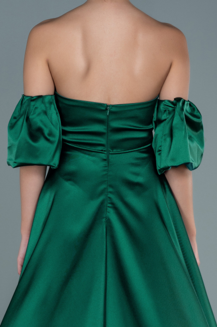 Robe de Soirée Longue Satin Émeraude ABU2614