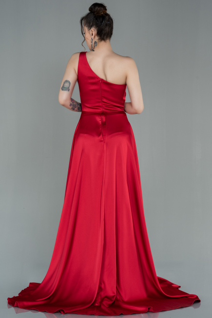 Robe de Soirée Longue Satin Rouge ABU2933