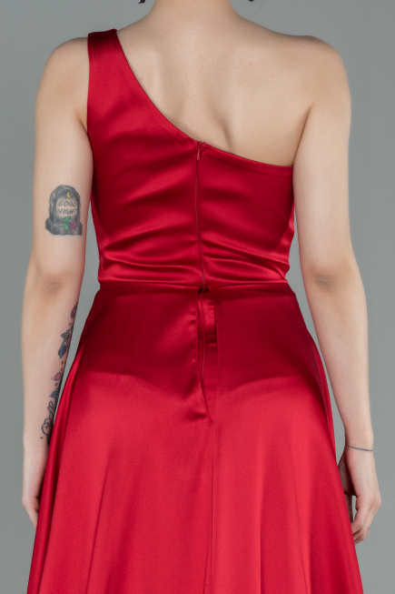 Robe de Soirée Longue Satin Rouge ABU2933