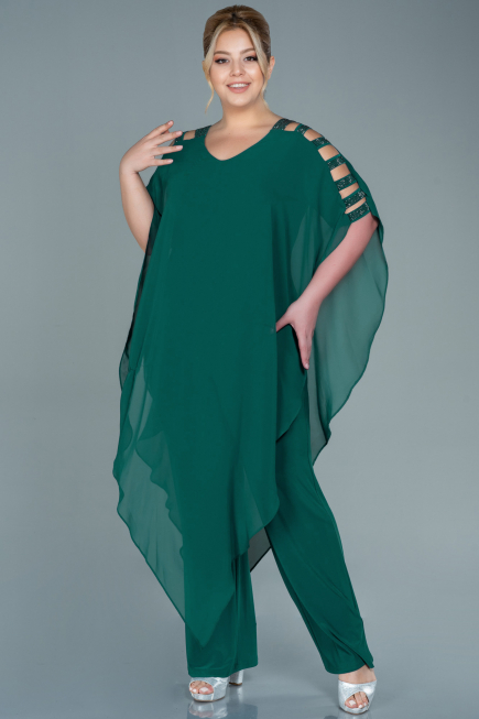 Robe De Soirée Grande Taille Mousseline Émeraude ABT080