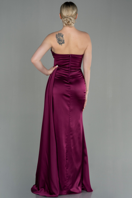 Robe de Soirée Longue Satin Couleur Cerise ABU2965