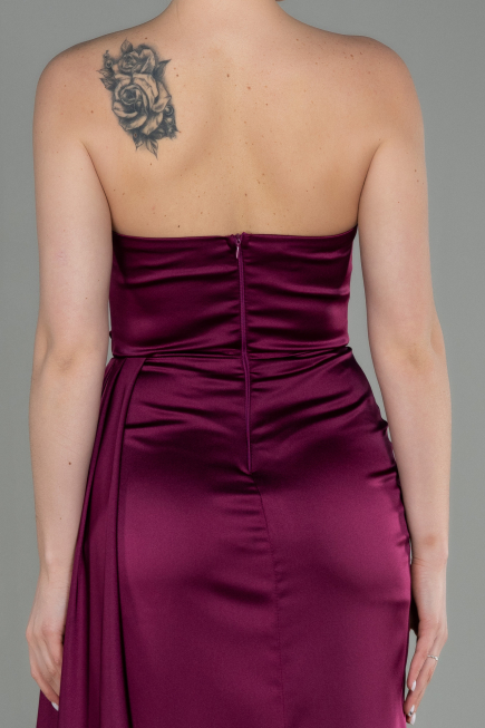 Robe de Soirée Longue Satin Couleur Cerise ABU2965