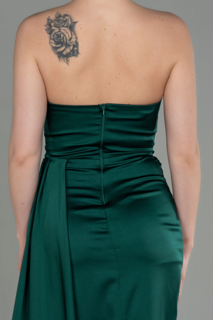 Robe de Soirée Longue Satin Émeraude ABU2965