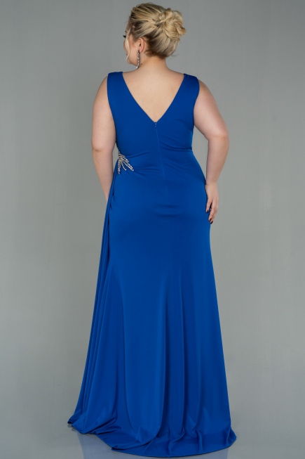 Robe de Soirée Grande Taille Longue Bleu Saxe ABU2934