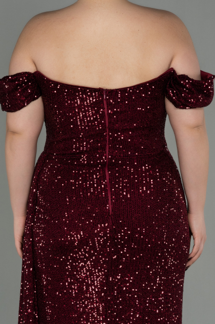Robe Grande Taille Longue Squameuse Rouge Bordeaux ABU2973