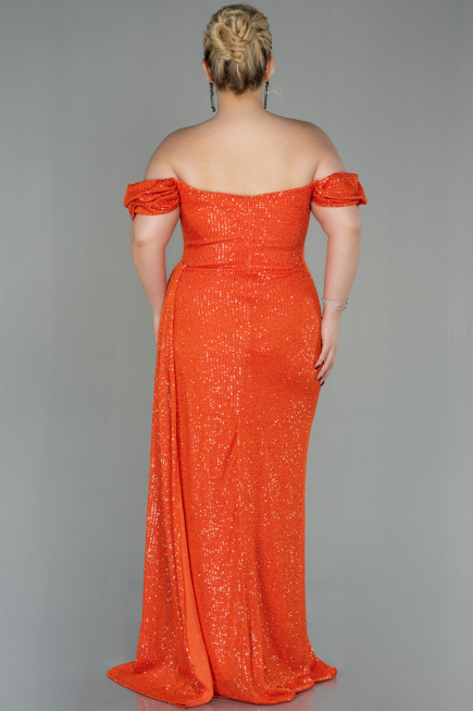 Robe Grande Taille Longue Squameuse Orange ABU2973