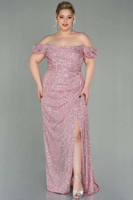 Robe Grande Taille Longue Squameuse Poudre ABU2973