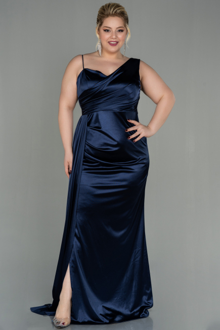Robe Grande Taille Longue Bleu Marine ABU2932