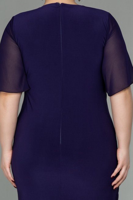 Robe de Soirée Grande Taille Courte Mousseline Violet ABK1299
