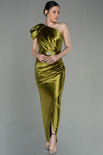 Robe de Soirée Longue Pistache vert ABU2982