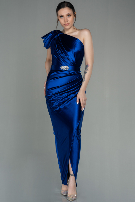 Robe de Soirée Longue Bleu Saxe ABU2982