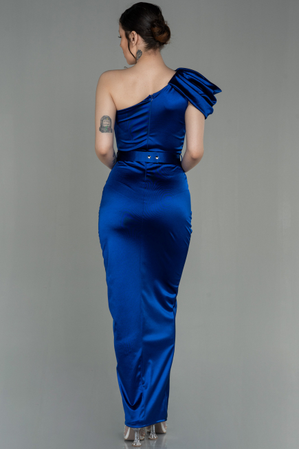 Robe de Soirée Longue Bleu Saxe ABU2982