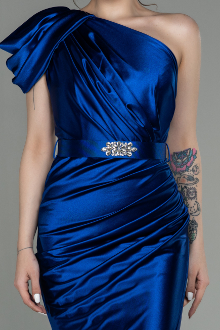 Robe de Soirée Longue Bleu Saxe ABU2982