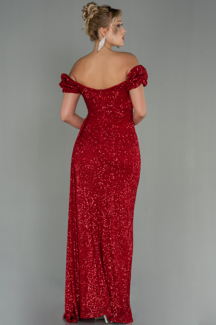 Robe de Soirée Longue Squameuse Rouge ABU2987