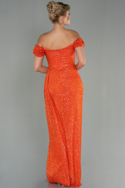 Robe de Soirée Longue Squameuse Orange ABU2987