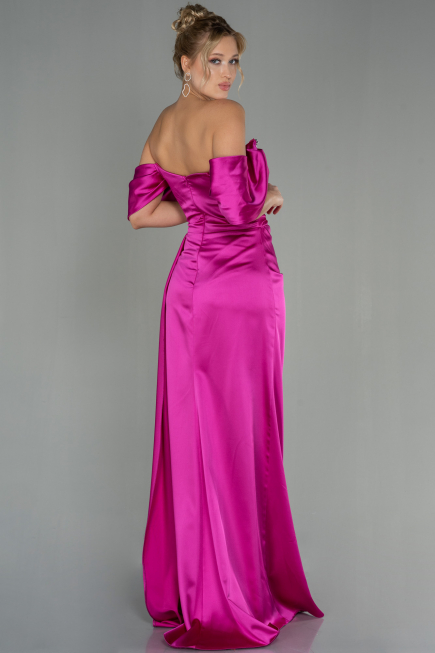 Robe De Soirée Satin Longue Fushia ABU2661