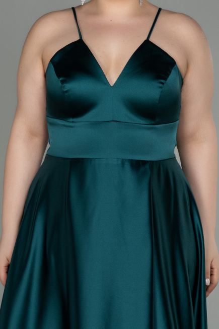 Robe de Soirée Grande Taille Longue Satin Émeraude ABU3020