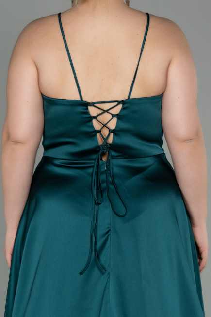 Robe de Soirée Grande Taille Longue Satin Émeraude ABU3020