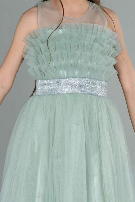 Robe de Soirée Enfants Longue Turquoise ABU3032