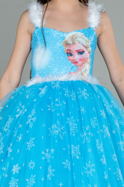 Robe de Soirée Enfants Longue Bleu ABU3028