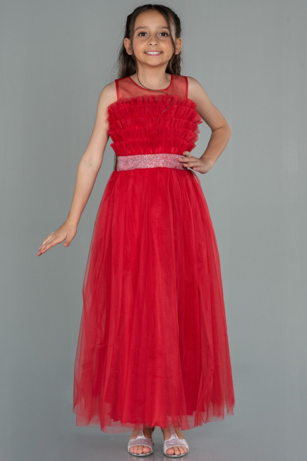 Robe de Soirée Enfants Longue Rouge ABU3032
