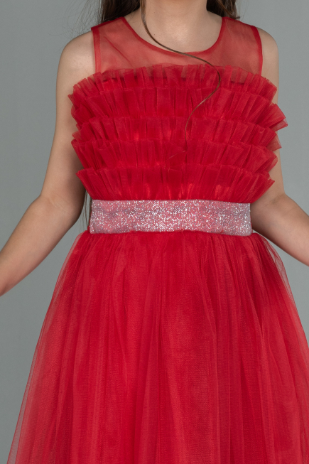 Robe de Soirée Enfants Longue Rouge ABU3032