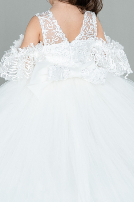 Robe de Mariage Pour Enfant Longue Blanc ABU3044