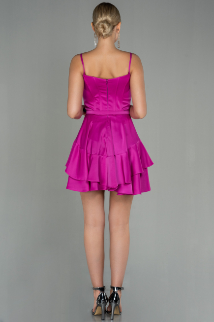 Robe de Cérémonie Courte Satin Fushia ABK1691