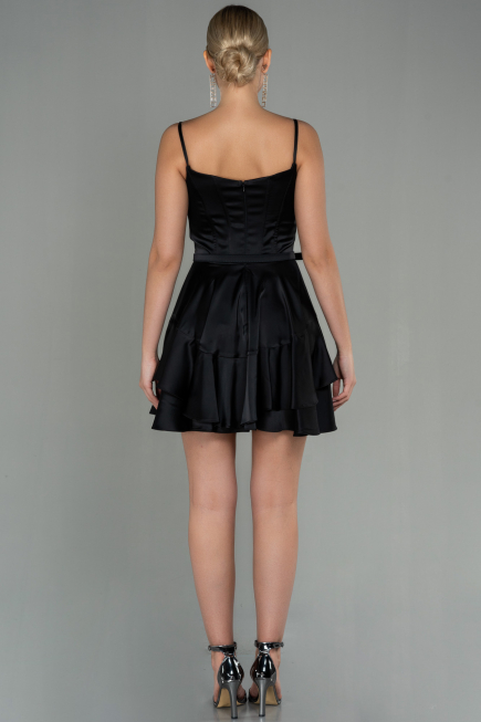 Robe de Cérémonie Courte Satin Noir ABK1691