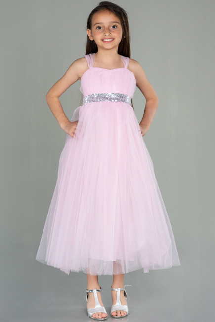 Robe de Soirée Enfants Longue Rose ABU3031