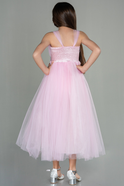 Robe de Soirée Enfants Longue Rose ABU3031