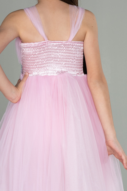 Robe de Soirée Enfants Longue Rose ABU3031