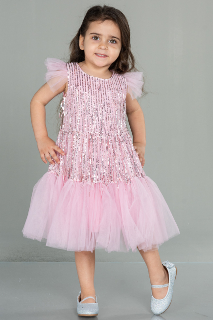 Robe de Soirée Enfants Midi Squameuse Poudre ABK1718