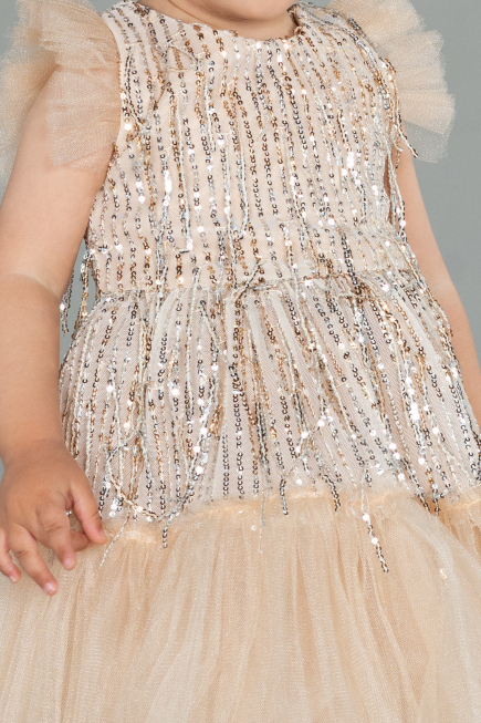 Robe de Soirée Enfants Midi Squameuse Or ABK1718