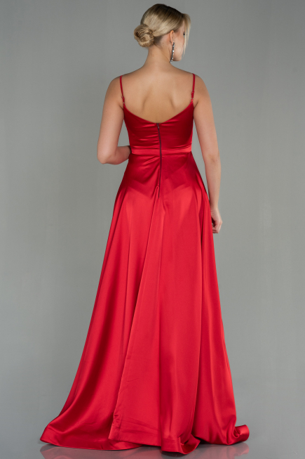 Robe de Soirée Longue Satin Rouge ABU1601