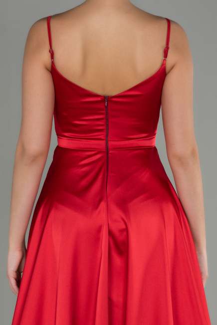 Robe de Soirée Longue Satin Rouge ABU1601