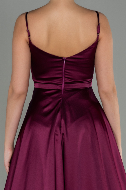 Robe de Soirée Longue Satin Prune ABU1601
