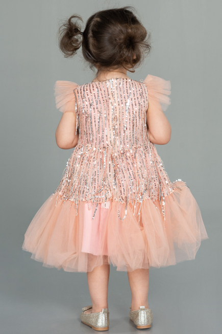 Robe de Soirée Enfants Midi Squameuse Saumon ABK1718