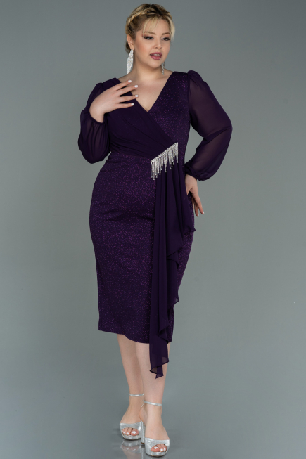 Robe Grande Taille Midi Violet ABK1726
