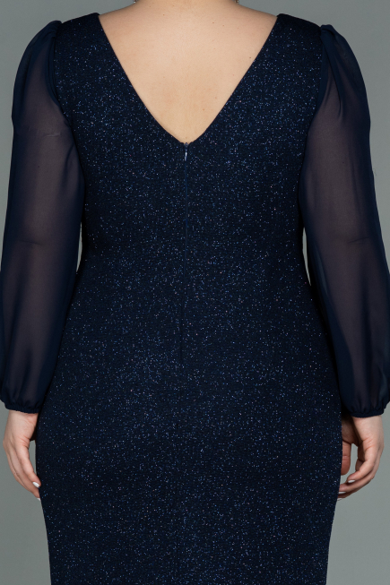 Robe Grande Taille Midi Bleu Marine ABK1726