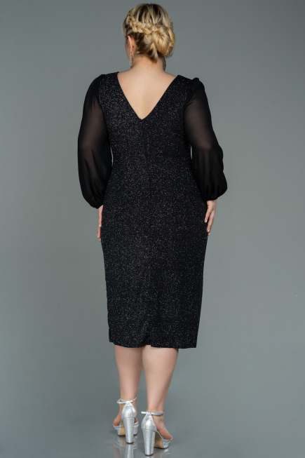 Robe Grande Taille Midi Noir ABK1726