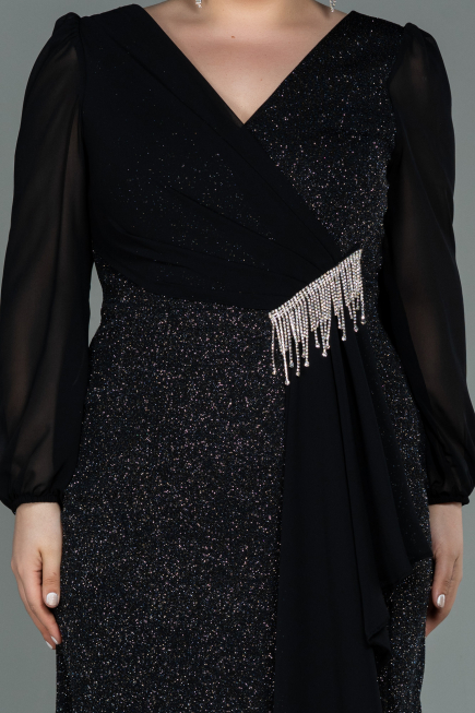 Robe Grande Taille Midi Noir ABK1726