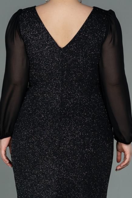 Robe Grande Taille Midi Noir ABK1726