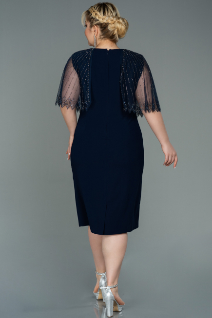 Robe De Soirée Grande Taille Midi Bleu Marine ABK1662