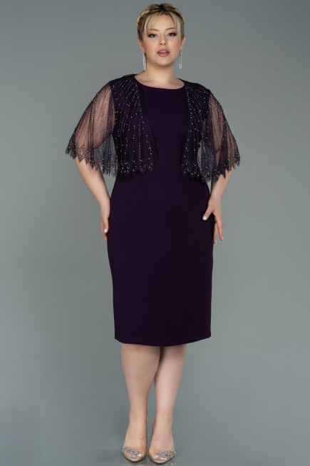 Robe De Soirée Grande Taille Midi Violet ABK1662