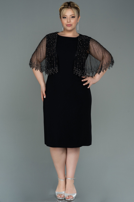 Robe De Soirée Grande Taille Midi Noir ABK1662