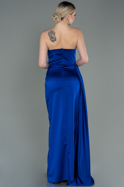 Robe Grande Taille Midi Mousseline Bleu Saxe ABU1724