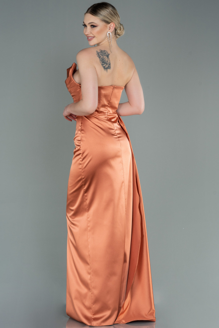 Robe Grande Taille Midi Mousseline Saumon ABU1724