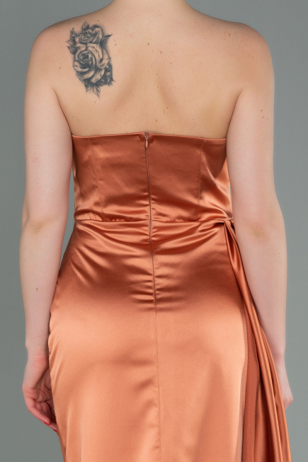 Robe Grande Taille Midi Mousseline Saumon ABU1724